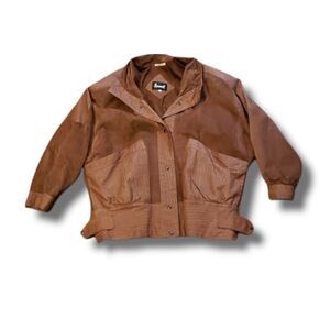 𝅺Vintage Avanti Genuine Pig Suede Pig Nappa Brown Jacket Size Large Brown Lined